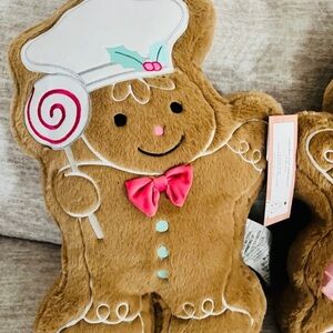 Cupcakes and Cashmere Christmas Faux Fur Gingerbread lollipop Boy Pillow 🍭